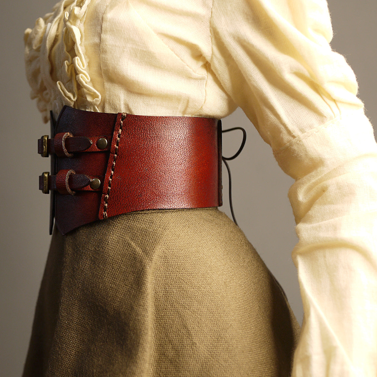 dollfie dream steampunk leather corset 03