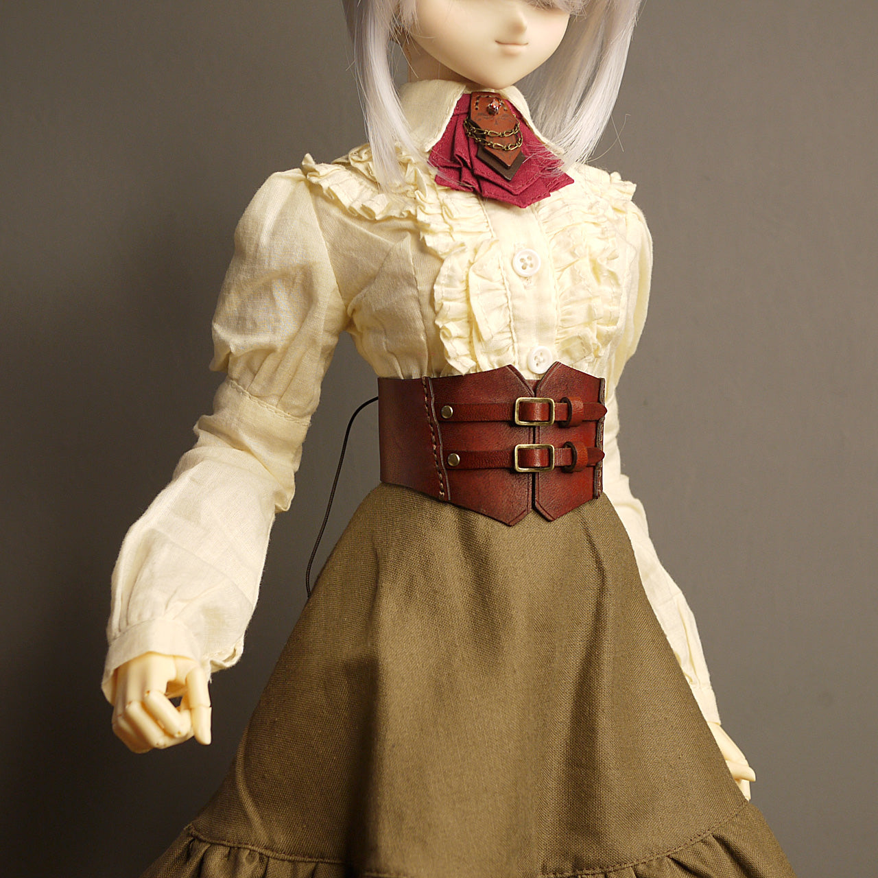 dollfie dream steampunk leather corset 03
