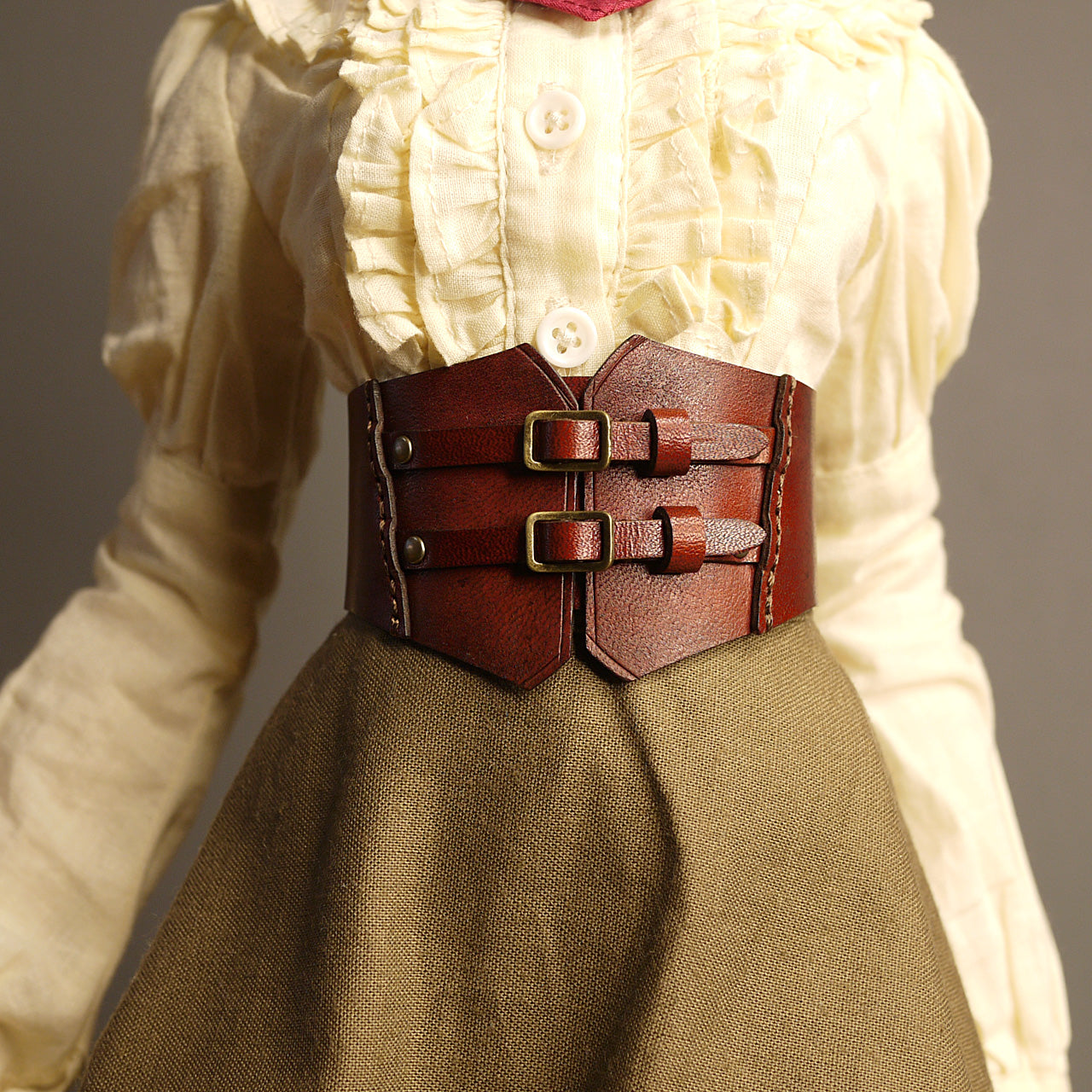 dollfie dream steampunk leather corset 03