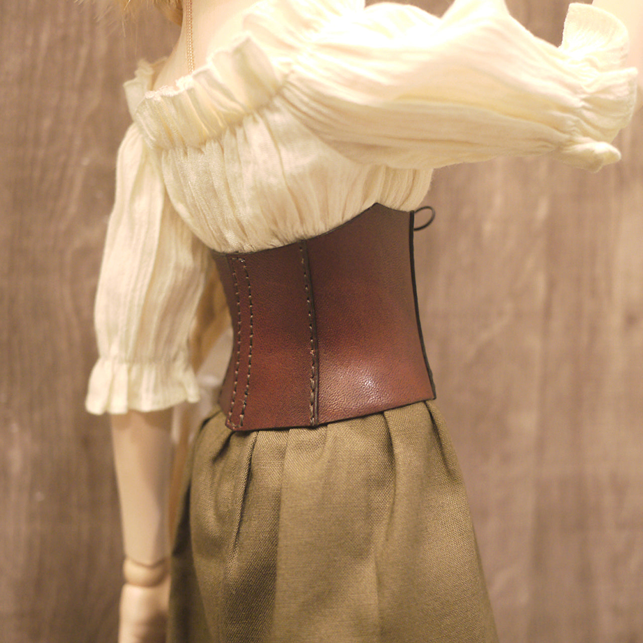 dollfie dream steampunk leather corset 01
