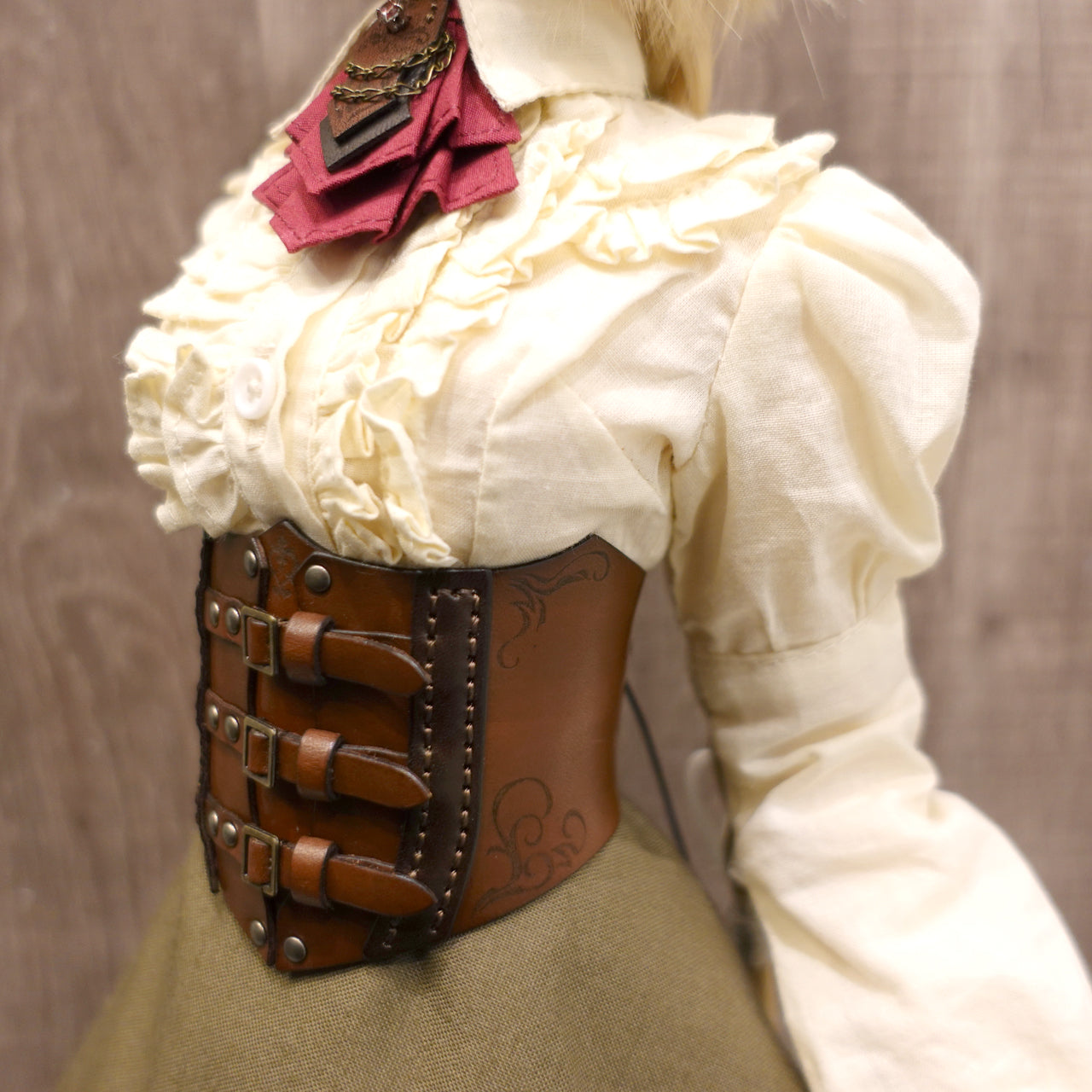 dollfie dream steampunk leather corset 02