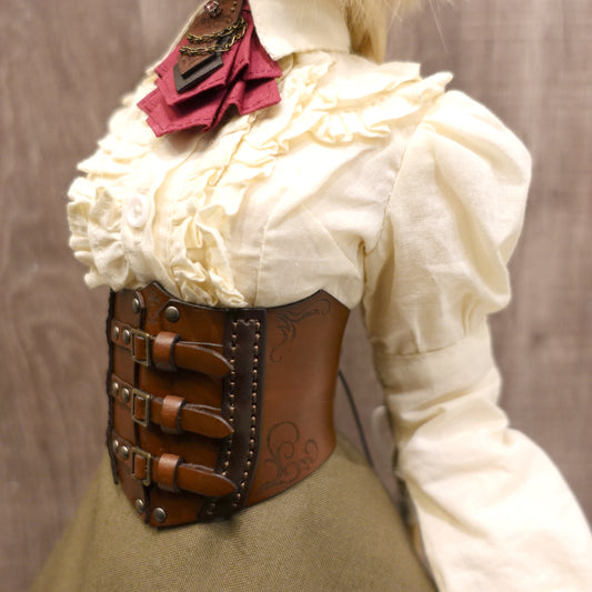 dollfie dream steampunk leather corset 02